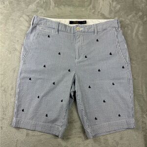 Polo Ralph Lauren 8 Seersucker Stripe Shorts Sailboat Embroidery Preppy Nautical
